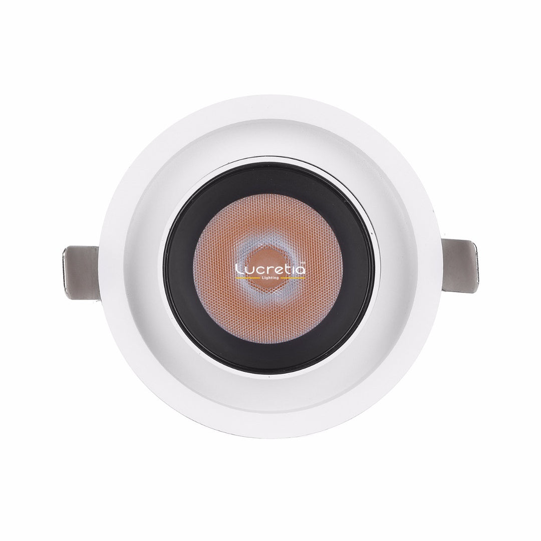 Grande DL10 Ø95 recessed LED spotlight front view, high CRI architectural downlight with clean trim design for residential and commercial ceilings