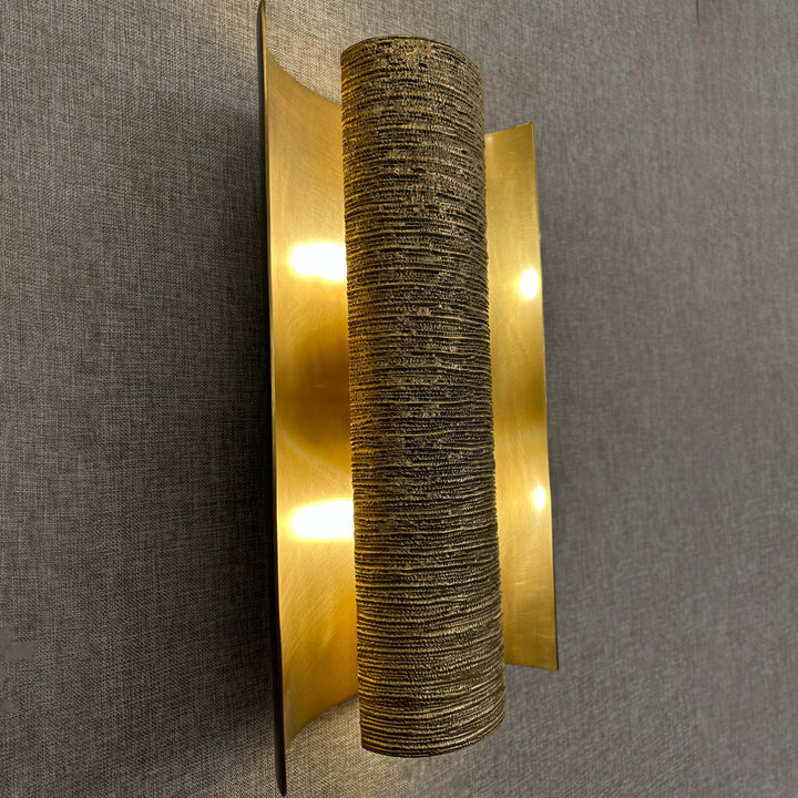 Hedda Wall Lamp side view modern brushed brass wall light contemporary designer lighting for hallways and living rooms