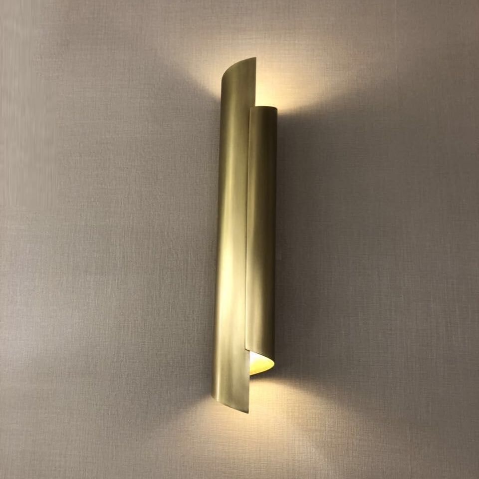 Helix Brass Wall Lamp modern slim brass wall light vertical up-down lighting for hallways and bedrooms