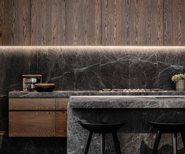 LED strip light installed in aluminium profile for cabinetry lighting