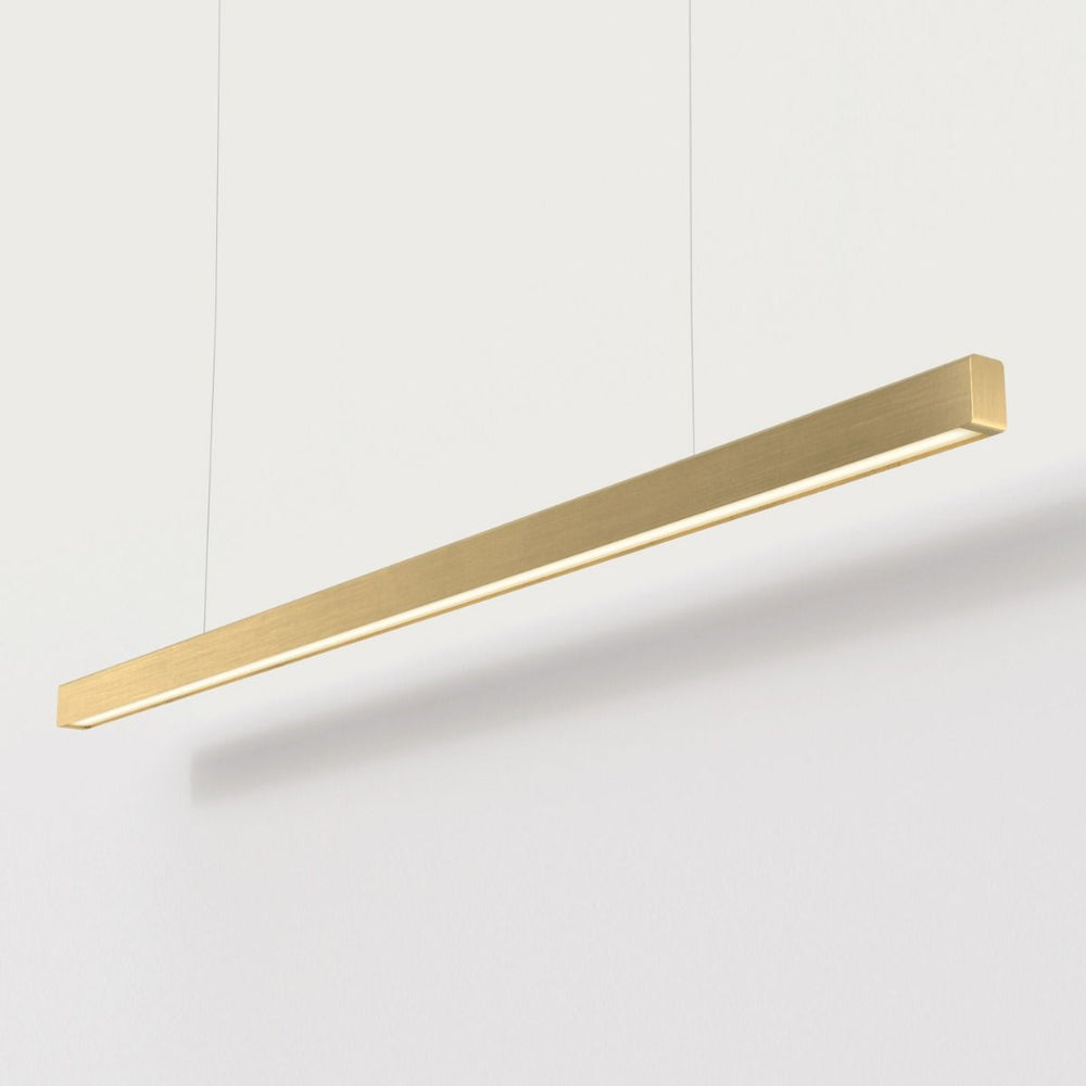 Lucretia Chaumet linear pendant light side view showcasing its sleek modern design and premium cold-rolled stainless-steel construction.