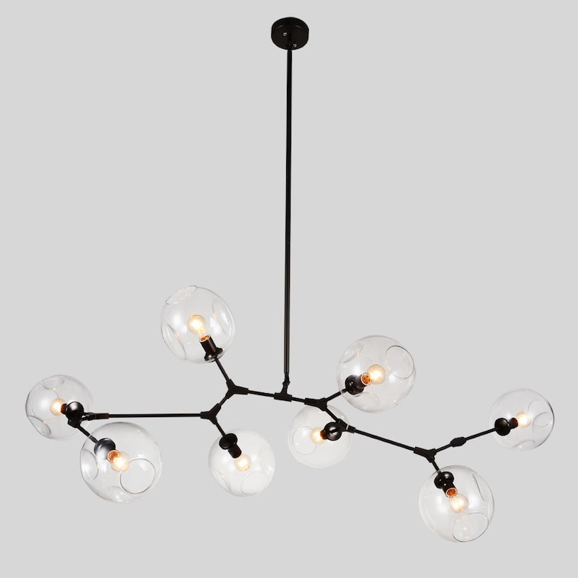 Glass Bubble Pendant 8 by Lucretia Lighting featuring clear glass globes in a mid-century modern chandelier configuration