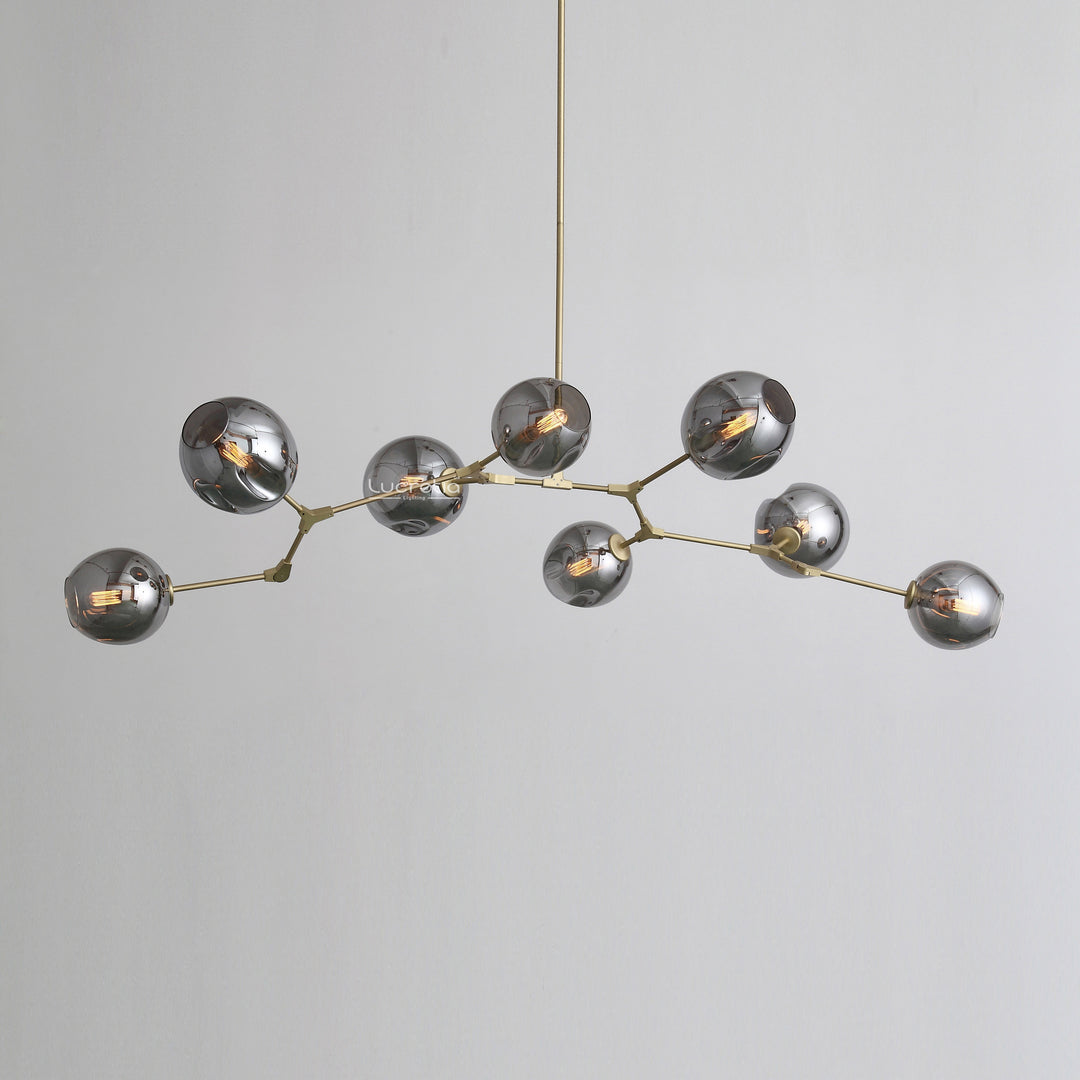 Glass Bubble Pendant 8 by Lucretia Lighting featuring smoke glass globes and modern branch-style chandelier design