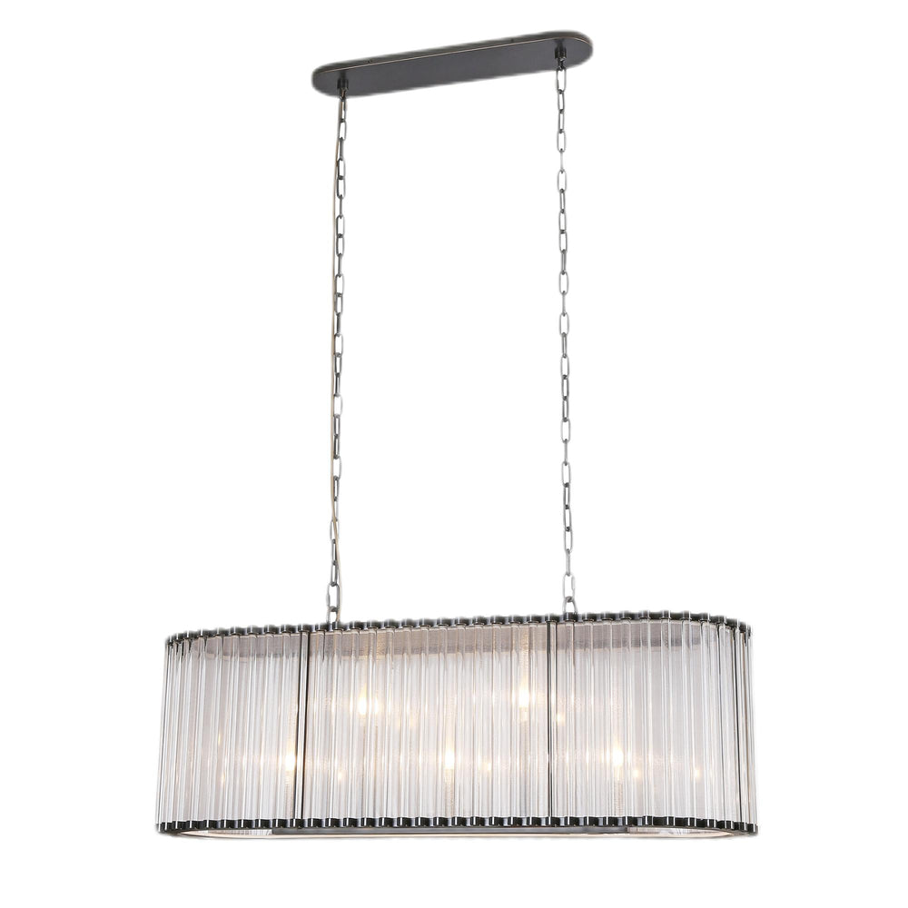 Hamilton Oval Pendant Light by Lucretia Lighting in chrome finish with ribbed glass panels