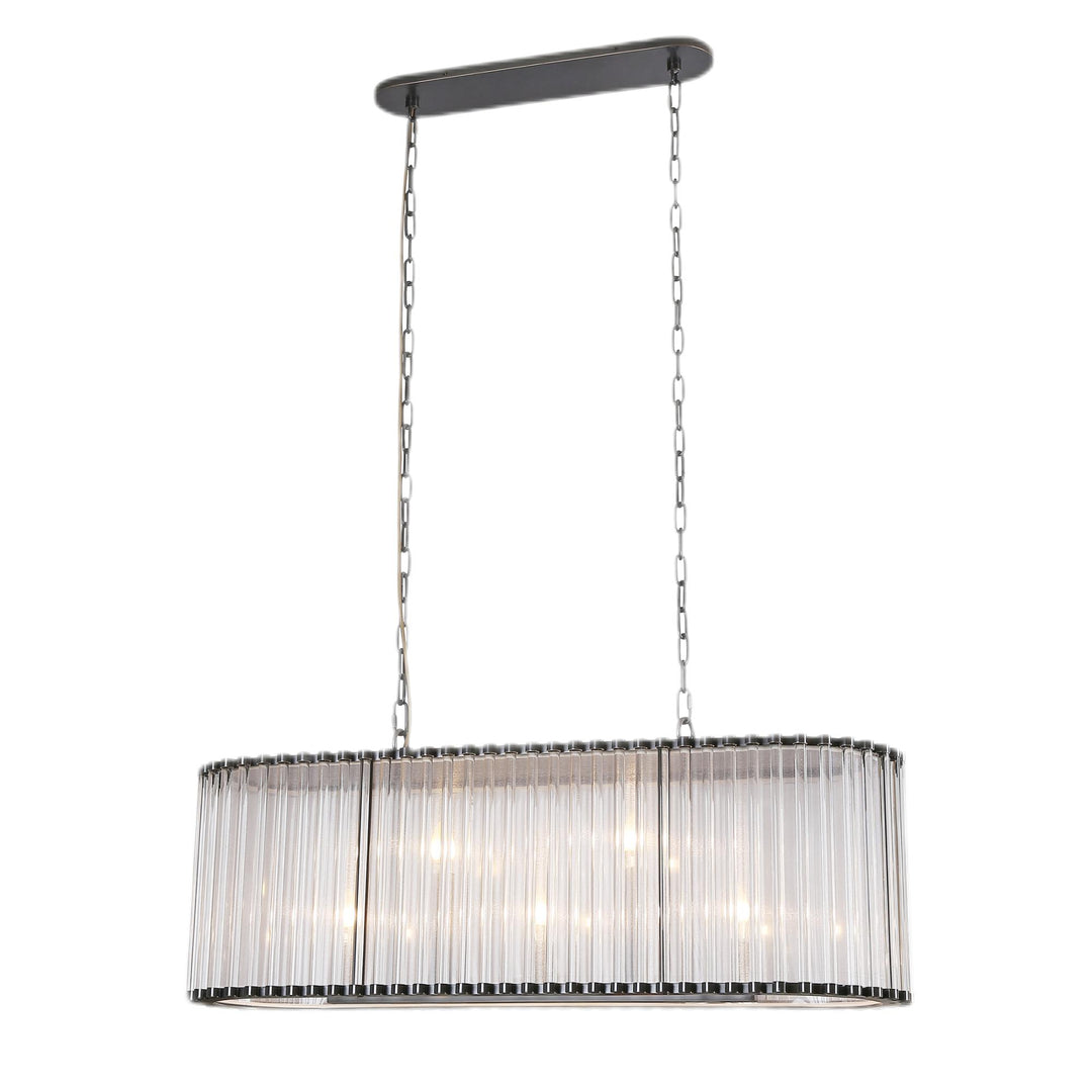 Hamilton Oval Pendant Light by Lucretia Lighting in chrome finish with ribbed glass panels