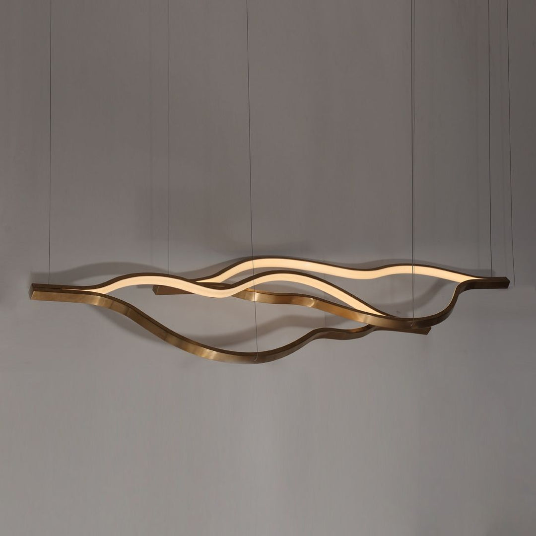 Lacquer 1 Pendant Light showcasing elegant brass-accented flowing linear LED form