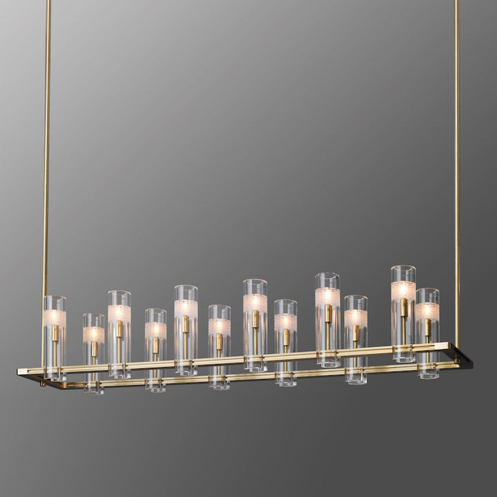Side view of Mera Mid-Century Pendant Light 12D by Lucretia Lighting showing minimalist mid-century linear design