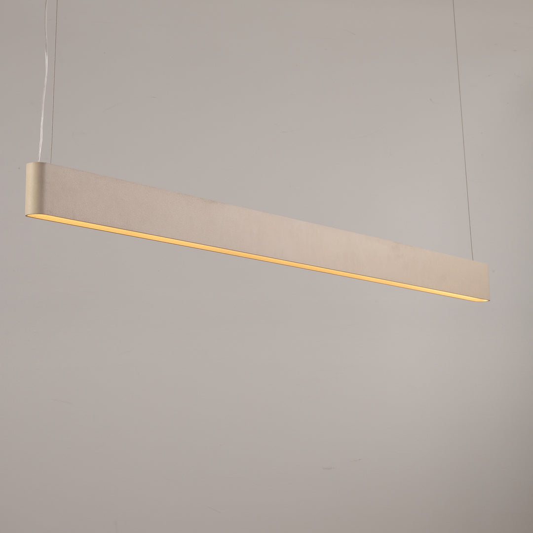 Ova Linear Pendant Light providing soft LED illumination in a modern minimalist interior by Lucretia Lighting