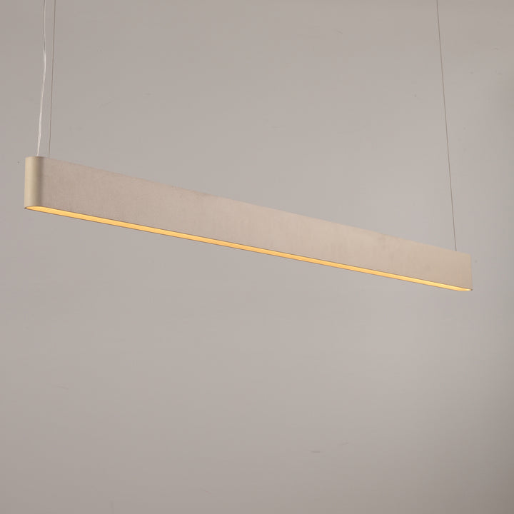 Ova Linear Pendant Light providing soft LED illumination in a modern minimalist interior by Lucretia Lighting