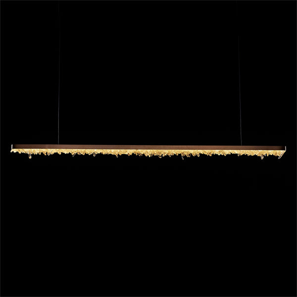 Pedra de Cristal horizontal LED linear pendant light with crystal texture delivering refined architectural lighting over long surfaces