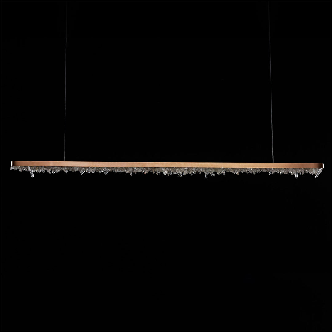 Pedra de Cristal slim horizontal linear pendant with precise crystal detailing creating clean modern task lighting
