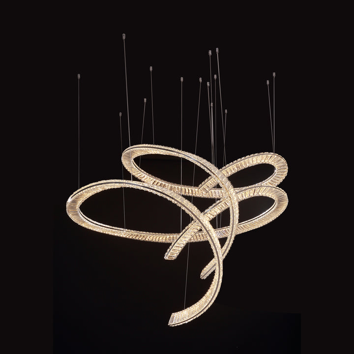 Lucretia Lighting Pharaoh Rosette Chandelier bespoke crystal LED sculptural light for luxury voids entrances and modern residential or commercial interiors