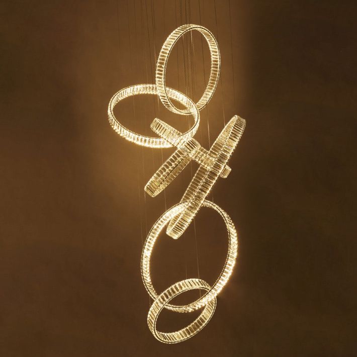 Lucretia Lighting Pharaoh Vertical bespoke crystal chandelier custom hanging light for double height spaces stair voids hotel lobbies and contemporary interiors