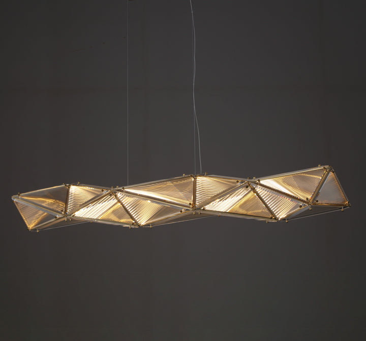 Lucretia Lighting Proteus custom pendant in designer linear lighting form with geometric faceted structure for modern feature interiors