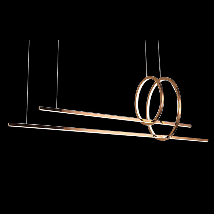 Spire Linear Pendant Light by Lucretia Lighting featuring floating LED rings in a modern minimalist design