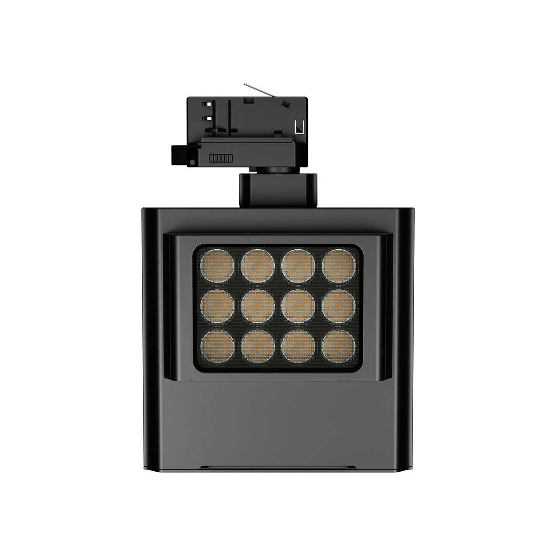 Lucretia Venus 20 LED retail track light with square projector head for focused commercial display lighting.