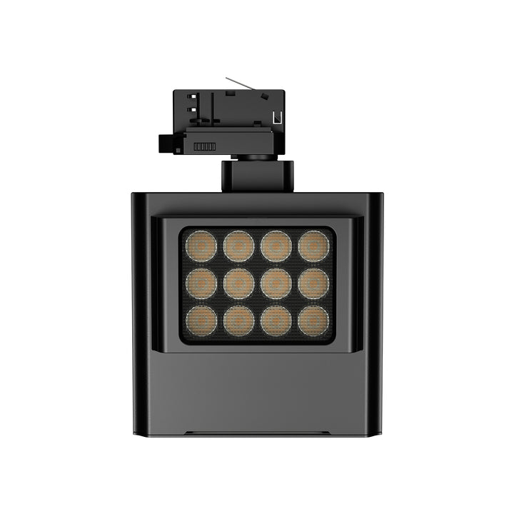 Lucretia Venus 20 LED retail track light with square projector head for focused commercial display lighting.