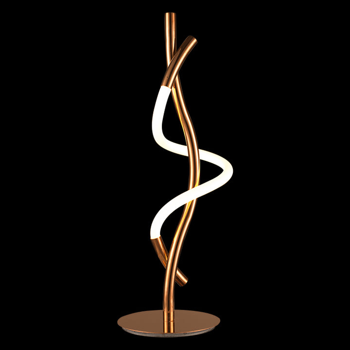 Mariner Curve LED table lamp with sculptural flowing light design and bronze base, ideal for bedside lighting, living rooms and modern Australian interiors.