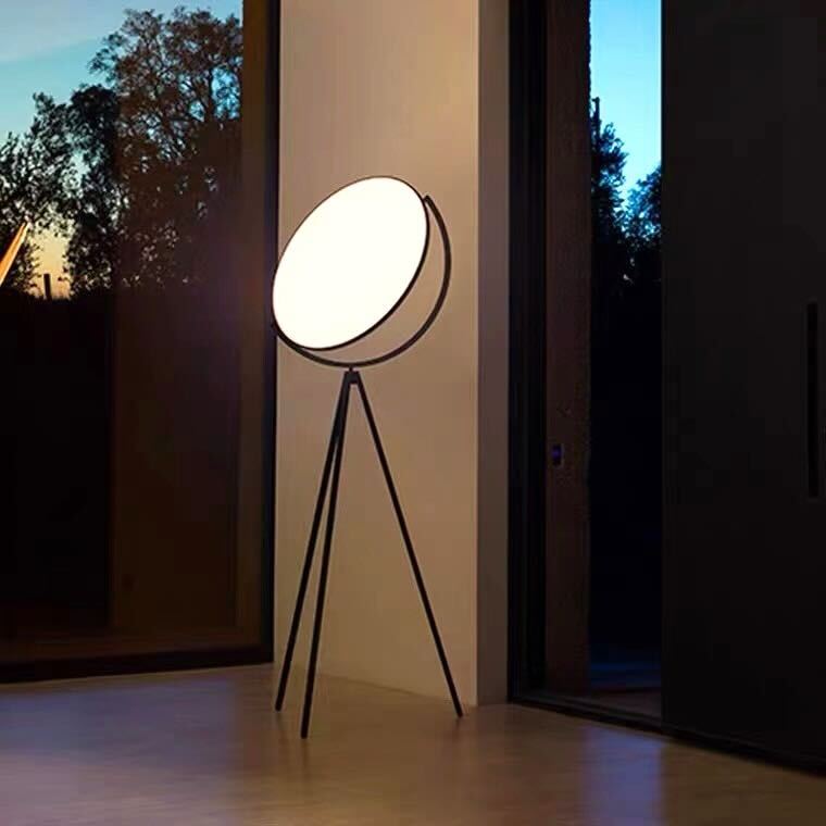 Pivot Floor Lamp providing soft diffused ambient lighting in contemporary living room