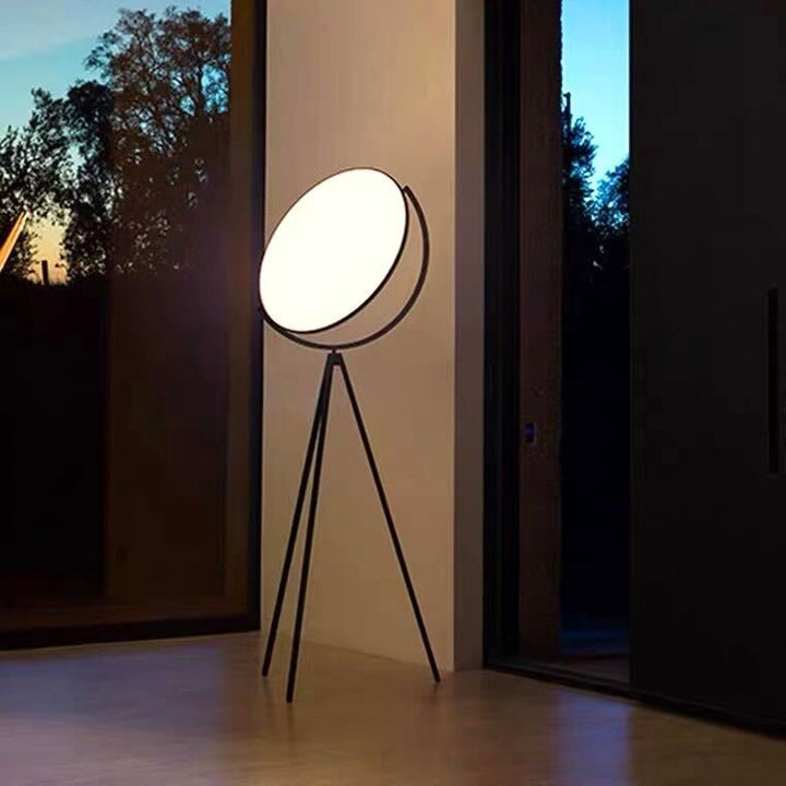 Pivot Floor Lamp providing soft diffused ambient lighting in contemporary living room