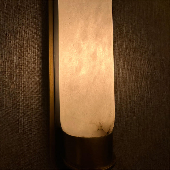 Roma Wall Lamp white marble modern brass wall sconce side view for contemporary interiors