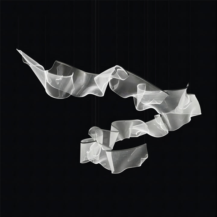 Sculptural acrylic pendant light designed for stair void and double-height interiors