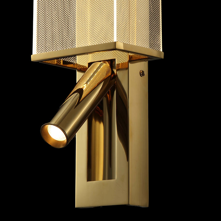 Silken DeLuxe Reading Lamp close-up showing adjustable reading light brass wall lamp for modern task and ambient lighting