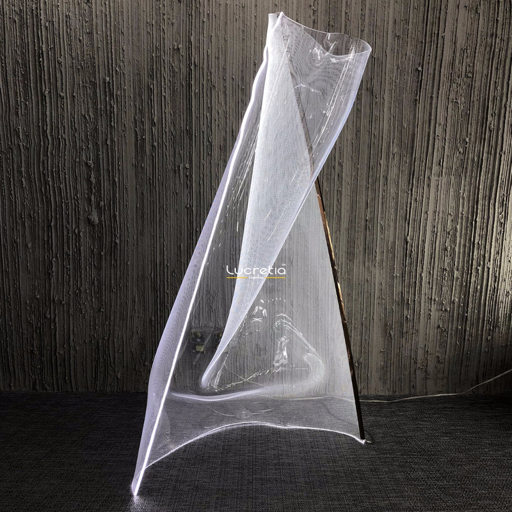 Silken Floor Lamp with translucent acrylic panels showing soft diffused ambient lighting.