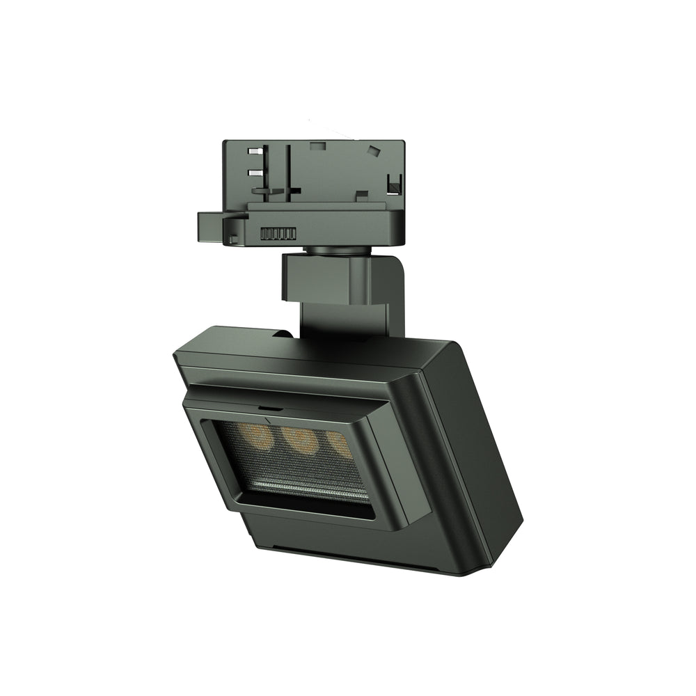 Compact square LED track light with adjustable head for home and office spaces