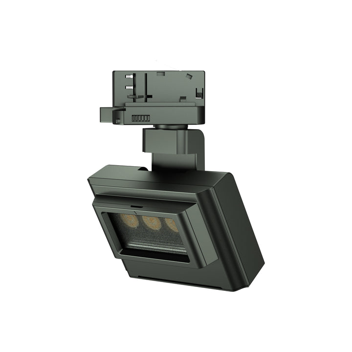 Compact square LED track light with adjustable head for home and office spaces