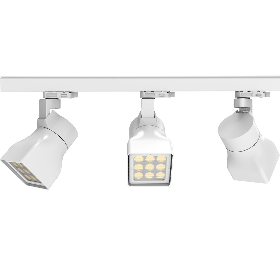White LED track wall washer light used for continuous vertical wall illumination in commercial display and architectural lighting projects